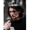 imageSWEETV King Crown for Men Crown for Male Antique Silver Mens Tiara Prince Diadem Royal Medieval Costume Hair Accessories for Cosplay Birthday Knight HalloweenWolf