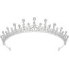 imageSWEETV Princess Tiara for Women Crystal Wedding Tiaras for Bride Silver Crown for Birthday Quinceanera Pageant Party PromCostume Hair Accessories Gift01 Silver