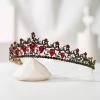 imageSWEETV Red Tiaras and Crowns for Women Wedding Tiara for Bride Crystal Princess Crown Birthday Headpiece Old Gold Prom Party Celebration Costume Hair AccessoriesLia