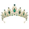 imageSWEETV Jeweled Tiaras and Crowns for Women Crystal Queen Crown Silver Wedding Tiara for Bride Metal Birthday Quinceanera Pageant Prom HeadpiecesGoldEmerald Green