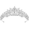 imageSWEETV Jeweled Wedding Tiaras and Crowns for Women Metal Princess Tiara Queen Crown for Bride Bridal Headpieces for Birthday Quinceanera Pageant PromSilverClear
