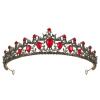imageSWEETV Red Tiaras and Crowns for Women Wedding Tiara for Bride Crystal Princess Crown Birthday Headpiece Old Gold Prom Party Celebration Costume Hair AccessoriesLia
