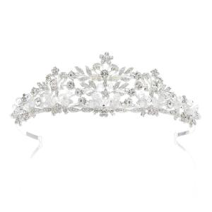 imageSWEETV Rose Gold Wedding Tiara for Women and Girls  Pageant Tiara Headband Rhinestone Bridal Crown for BridesSilver