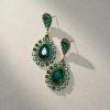 imageSWEETV Baroque Tiaras and Crowns for Women Crystal Wedding Tiara for Bride Crown Earrings Jewelry SetGreen