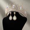 imageSWEETV Baroque Tiaras and Crowns for Women Crystal Wedding Tiara for Bride Crown Earrings Jewelry SetMulticolored