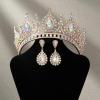 imageSWEETV Baroque Tiaras and Crowns for Women Crystal Wedding Tiara for Bride Crown Earrings Jewelry SetMulticolored