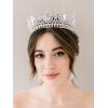 imageSWEETV Baroque Tiaras and Crowns for Women Crystal Wedding Tiara for Bride Crown Earrings Jewelry SetSilver