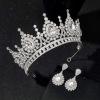 imageSWEETV Baroque Tiaras and Crowns for Women Crystal Wedding Tiara for Bride Crown Earrings Jewelry SetSilver