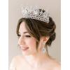 imageSWEETV Baroque Tiaras and Crowns for Women Crystal Wedding Tiara for Bride Crown Earrings Jewelry SetSilver