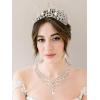 imageSWEETV Baroque Wedding Crown for Bride 3pack Tiara Earrings Necklace Bridal Jewelry Set Gold Green Crystal Costume Party Birthday Prom Pageant Jewelry for Women for Ages 15 GenesisMulticolored