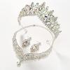 imageSWEETV Baroque Wedding Crown for Bride 3pack Tiara Earrings Necklace Bridal Jewelry Set Gold Green Crystal Costume Party Birthday Prom Pageant Jewelry for Women for Ages 15 GenesisMulticolored