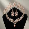 imageSWEETV Baroque Wedding Crown for Bride 3pack Tiara Earrings Necklace Bridal Jewelry Set Gold Green Crystal Costume Party Birthday Prom Pageant Jewelry for Women for Ages 15 GenesisRose Gold
