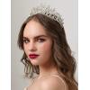 imageSWEETV Baroque Wedding Crown for Bride 3pack Tiara Earrings Necklace Bridal Jewelry Set Gold Green Crystal Costume Party Birthday Prom Pageant Jewelry for Women for Ages 15 GenesisSilver