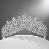imageSWEETV Baroque Wedding Crown for Bride 3pack Tiara Earrings Necklace Bridal Jewelry Set Gold Green Crystal Costume Party Birthday Prom Pageant Jewelry for Women for Ages 15 GenesisSilver