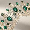 imageSWEETV Baroque Wedding Crown for Bride 3pack Tiara Earrings Necklace Bridal Jewelry Set Gold Green Crystal Costume Party Birthday Prom Pageant Jewelry for Women for Ages 15 GenesisGreen