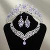 imageSWEETV Baroque Wedding Crown for Bride 3pack Tiara Earrings Necklace Bridal Jewelry Set Gold Green Crystal Costume Party Birthday Prom Pageant Jewelry for Women for Ages 15 GenesisPurple