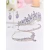 imageSWEETV Baroque Wedding Crown for Bride 3pack Tiara Earrings Necklace Bridal Jewelry Set Gold Green Crystal Costume Party Birthday Prom Pageant Jewelry for Women for Ages 15 GenesisPurple