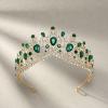 imageSWEETV Baroque Wedding Crown for Bride 3pack Tiara Earrings Necklace Bridal Jewelry Set Gold Green Crystal Costume Party Birthday Prom Pageant Jewelry for Women for Ages 15 GenesisGreen