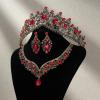 imageSWEETV Baroque Wedding Crown for Bride 3pack Tiara Earrings Necklace Bridal Jewelry Set Gold Green Crystal Costume Party Birthday Prom Pageant Jewelry for Women for Ages 15 GenesisRed