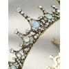 imageSWEETV Crystal Baroque Queen Crown  Vintage Princess Tiara Wedding Prom Hallloween Opal Costume Hair Accessories for Women and Girls Penelope