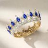 imageSWEETV Crystal Queen Crown for Women Rhinestone Wedding Tiara Headband Full Round Princess Crown Hair Accessories for Prom Birthday Costume Party Royal BlueGoldRoyal BlueGold