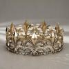 imageSWEETV King Crown for MenGold Mens Tiara Prince DiademRoyal Medieval Cosplay Birthday Prom Halloween Hair AccessoriesOld Gold Clear 1
