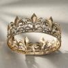 imageSWEETV King Crown for MenGold Mens Tiara Prince DiademRoyal Medieval Cosplay Birthday Prom Halloween Hair AccessoriesOld Gold Clear 1