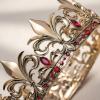imageSWEETV King Crown for MenGold Mens Tiara Prince DiademRoyal Medieval Cosplay Birthday Prom Halloween Hair AccessoriesOld Gold Red 1
