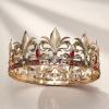 imageSWEETV King Crown for MenGold Mens Tiara Prince DiademRoyal Medieval Cosplay Birthday Prom Halloween Hair AccessoriesOld Gold Red 1