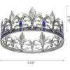 imageSWEETV King Crown for MenGold Mens Tiara Prince DiademRoyal Medieval Cosplay Birthday Prom Halloween Hair AccessoriesOld Silver Blue 1