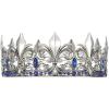 imageSWEETV King Crown for MenGold Mens Tiara Prince DiademRoyal Medieval Cosplay Birthday Prom Halloween Hair AccessoriesOld Silver Blue 1