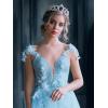 imageSWEETV Royal CZ Crystal Tiara for Women Blue Wedding Crown for Brides Princess Headpieces Bridal Hair Accessories for Birthday Party Pageant SapphireSilverEleanorSapphireSilver