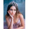 imageSWEETV Royal CZ Crystal Tiara for Women Blue Wedding Crown for Brides Princess Headpieces Bridal Hair Accessories for Birthday Party Pageant SapphireSilverEleanorSapphireSilver