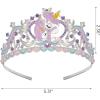 imageSWEETV Unicorn Princess Tiaras for Girls Crystal Kids Crown Headband Birthday Party Hats Halloween Costume Hair AccessoriesLight Pink