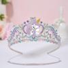 imageSWEETV Unicorn Princess Tiaras for Girls Crystal Kids Crown Headband Birthday Party Hats Halloween Costume Hair AccessoriesLight Purple