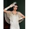 imageSWEETV Womens 1920s Shawl WrapsSequin Beaded Flapper Evening Shawls for women formalPartyWeddingFormalHarlem nightBeige
