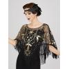 imageSWEETV Womens 1920s Shawl WrapsSequin Beaded Flapper Evening Shawls for women formalPartyWeddingFormalHarlem nightBlack Gold 3