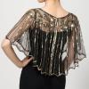 imageSWEETV Womens 1920s Shawl WrapsSequin Beaded Flapper Evening Shawls for women formalPartyWeddingFormalHarlem nightBlack Gold 5