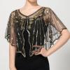 imageSWEETV Womens 1920s Shawl WrapsSequin Beaded Flapper Evening Shawls for women formalPartyWeddingFormalHarlem nightBlack Gold 5