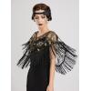 imageSWEETV Womens 1920s Shawl WrapsSequin Beaded Flapper Evening Shawls for women formalPartyWeddingFormalHarlem nightBlack Gold
