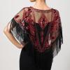 imageSWEETV Womens 1920s Shawl WrapsSequin Beaded Flapper Evening Shawls for women formalPartyWeddingFormalHarlem nightBlack Red