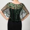 imageSWEETV Womens 1920s Shawl WrapsSequin Beaded Flapper Evening Shawls for women formalPartyWeddingFormalHarlem nightGreen