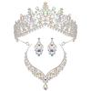 imageSWEETV Baroque Wedding Crown for Bride 3pack Tiara Earrings Necklace Bridal Jewelry Set Gold Green Crystal Costume Party Birthday Prom Pageant Jewelry for Women for Ages 15 GenesisMulticolored