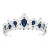 imageSWEETV Royal CZ Crystal Tiara for Women Blue Wedding Crown for Brides Princess Headpieces Bridal Hair Accessories for Birthday Party Pageant SapphireSilverEleanorSapphireSilver