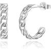 imageSWEETV Small Open Hoop Earrings 925 Sterling Silver Chunky Hoop Earrings for Women Girls Lightweight Hypoallergenic Piercing Earring1Silver15mm