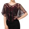 imageSWEETV Womens 1920s Shawl WrapsSequin Beaded Flapper Evening Shawls for women formalPartyWeddingFormalHarlem nightRed 2