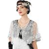 imageSWEETV Womens 1920s Shawl WrapsSequin Beaded Flapper Evening Shawls for women formalPartyWeddingFormalHarlem nightWhite