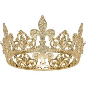 imageSWEETV Royal Gold Queen Crown for Women Wedding Pageant Crown Costume Party Accessories for Birthday Halloween Babyshower Genevievefor Adult