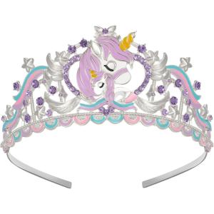imageSWEETV Unicorn Princess Tiaras for Girls Crystal Kids Crown Headband Birthday Party Hats Halloween Costume Hair AccessoriesLight Purple
