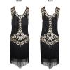 imageSWEETV 1920s Sleeveless Flapper Dresses Scoop Neck Great Gatsby Dresses Fringed Sequin Roaring 20s Dress Cocktail DressBlack